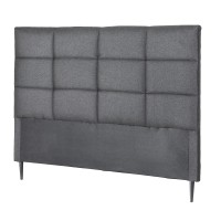 Artiss Charcoal Linen Double Bed Headboard 137cm Grid Tufted 8cm High Density Foam Comfortable Support