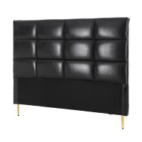 Artiss Queen PU Leather Bed Headboard Black Grid Tufted 8cm High Density Foam Solid Frame Steel Legs