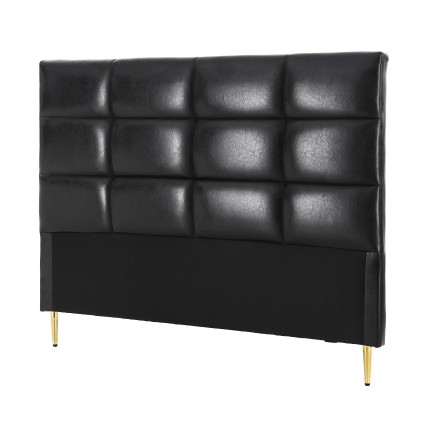 Artiss Queen PU Leather Bed Headboard Black Grid Tufted 8cm High Density Foam Solid Frame Steel Legs
