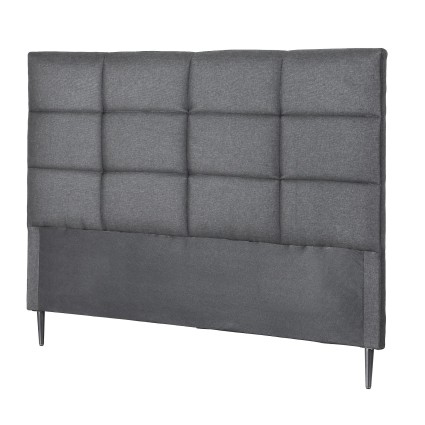 Artiss Queen Bed Headboard Linen Fabric Charcoal Grid Tufted 8cm High Density Foam Steel Legs 153x120cm