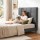 Artiss Queen Bed Headboard Linen Fabric Charcoal Grid Tufted 8cm High Density Foam Steel Legs 153x120cm