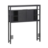 Artiss King Single Storage Bedhead with Integrated Charging Station Black MDF Metal Hidden Storage Compartment