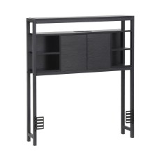 Artiss King Single Storage Bedhead with Integrated Charging Station Black MDF Metal Hidden Storage Compartment