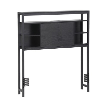 Artiss King Single Storage Bedhead with Integrated Charging Station Black MDF Metal Hidden Storage Compartment
