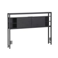 Artiss Queen Storage Bed Headboard with Integrated Charging Station Black 155cm x 106cm 16cm Depth 2 AC USB Type C