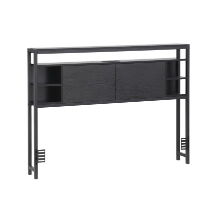 Artiss Queen Storage Bed Headboard with Integrated Charging Station Black 155cm x 106cm 16cm Depth 2 AC USB Type C