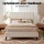 Artiss VELA Double Linen Bed Head 137cm Beige Upholstered Vertical Stripe Art Deco High Density Foam