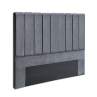 Artiss VELA Double Bed Headboard - Luxurious Grey Velvet, Art Deco Design with Sturdy Timber and High-Density Foam