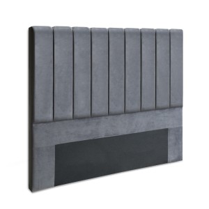 Artiss VELA Double Bed Headboard - Luxurious Grey Velvet, Art Deco Design with Sturdy Timber and High-Density Foam