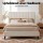Artiss VELA Linen Bed Head 153cm Queen Beige Headboard Vertical Stripe 8cm Foam 120cm Ht Beam Frame Quality