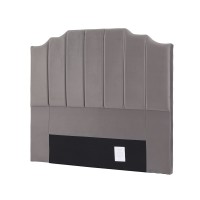Artiss Velvet Bed Head Double Headboard 138cm W x 120cm H Grey Upholstered Vertical Stripe 8cm Foam Comfort