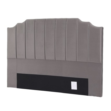 Artiss Vela Velvet Bed Headboard King 183cm Grey Velvet Upholstered 8cm Foam Solid Timber Frame Breathable Back