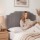 Artiss Vela Velvet Queen Bed Headboard 153cm Grey Channelled Art Deco Design Sturdy Solid Timber Frame