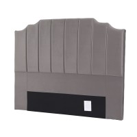 Artiss Vela Velvet Queen Bed Headboard 153cm Grey Channelled Art Deco Design Sturdy Solid Timber Frame