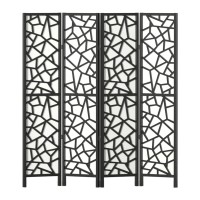 Artiss 4 Panel Room Divider Screen - 162x170cm Clover Black | Eco-Friendly, Portable, Pine Wood Design, Easy Assembly