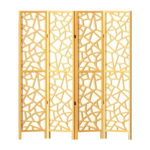 Artiss 4 Panel Room Divider Screen 162x170cm Clover Natural - Eco-Friendly, Portable, and Durable Home Privacy Solution