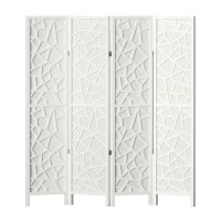 Artiss 4 Panel Clover White Room Divider Screen - Eco-Friendly, Foldable & Portable Privacy Solution