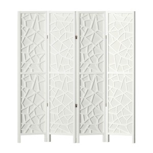 Artiss 4 Panel Clover White Room Divider Screen - Eco-Friendly, Foldable & Portable Privacy Solution
