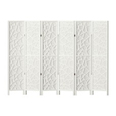 Artiss 6 Panel Room Divider Screen 244x170cm Clover White - Solid Pine Wood, Eco-Friendly, Foldable, Portable Design