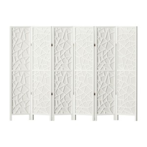 Artiss 6 Panel Room Divider Screen 244x170cm Clover White - Solid Pine Wood, Eco-Friendly, Foldable, Portable Design