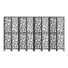 Artiss 8 Panel Clover Black Room Divider, 325x170cm – Eco-Friendly Pine Wood, Foldable, Portable, Crack & Water Resistant