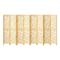Artiss 8 Panel Room Divider Screen 325x170cm Clover Natural - Pine Wood & Non-Woven Fabric, Eco-Friendly, Foldable