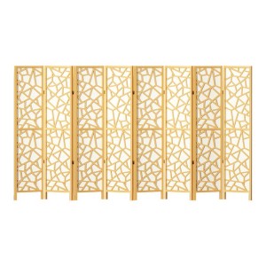 Artiss 8 Panel Room Divider Screen 325x170cm Clover Natural - Pine Wood & Non-Woven Fabric, Eco-Friendly, Foldable