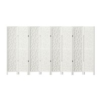 Artiss 8 Panel Room Divider Screen 325x170cm Clover White - Pine Wood, Non-Woven Fabric, Foldable, Eco-Friendly Paint