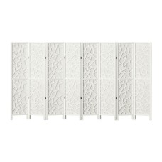 Artiss 8 Panel Room Divider Screen 325x170cm Clover White - Pine Wood, Non-Woven Fabric, Foldable, Eco-Friendly Paint
