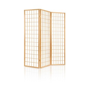 Artiss 3-Panel Room Divider Screen, 131x179cm, Natural Beige - Solid Pine Wood & Eco-Friendly Fabric, Foldable Design