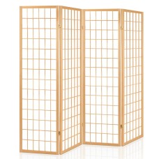 Artiss 4 Panel Room Divider Screen - 174x179cm Natural | Solid Pine Wood | Eco-Friendly Fabric | Foldable Design Artiss 4 Panel Room Divider Screen - 174x179cm Natural | Solid Pine Wood | Eco-Friendly Fabric | Foldable Design