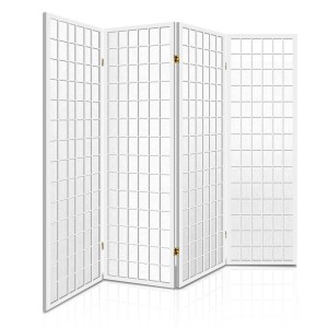 Artiss 4 Panel Room Divider Screen, White, 174x179cm – Solid Pine Wood, Eco-Friendly, Foldable, Oriental Design