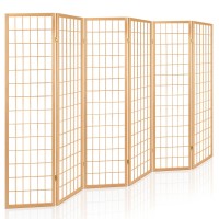 Artiss 6-Panel Room Divider Screen, Natural - Solid Pine & Non-Woven Fabric, 261x179cm, Eco-Friendly & Foldable Design