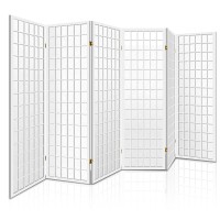 Artiss 6-Panel Room Divider, White, 261x179cm – Eco-Friendly, Solid Pine & Non-Woven Fabric, Foldable Privacy Screen