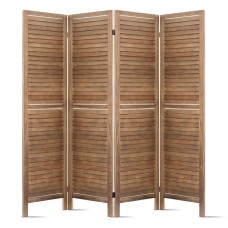 Artiss 4 Panel Room Divider Screen - 160x170cm Louver Oak, Eco-Friendly Paulownia Wood, Foldable & Waterproof Design
