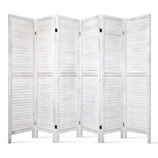 Artiss 6 Panel Room Divider Screen 245x170cm White - Solid Paulownia Wood, Eco-Friendly, Foldable, Waterproof Design