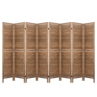 Artiss 8 Panel Room Divider Screen, 326x170cm, Louver Oak, Solid Paulownia Wood, Eco-Friendly, Foldable, White Finish