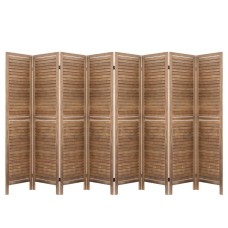 Artiss 8 Panel Room Divider Screen, 326x170cm, Louver Oak, Solid Paulownia Wood, Eco-Friendly, Foldable, White Finish