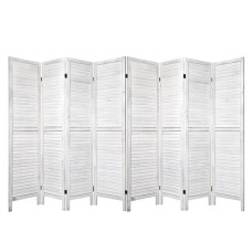 Artiss 8 Panel Room Divider Screen - 326x170cm White Louver, Solid Paulownia Wood, Eco-Friendly, Foldable & Waterproof