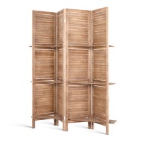 Artiss 4 Panel Room Divider 163x170cm - Solid Paulownia Wood, Oak Finish, Eco-Friendly, Non-Fade, Foldable & Waterproof
