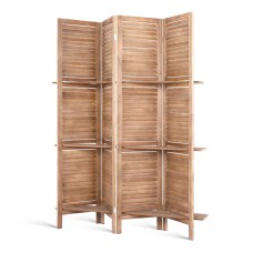Artiss 4 Panel Room Divider 163x170cm - Solid Paulownia Wood, Oak Finish, Eco-Friendly, Non-Fade, Foldable & Waterproof