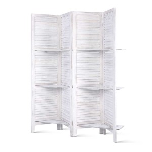 Artiss 4-Panel Room Divider Screen, 163x170cm, White - Solid Paulownia Wood, Eco-Friendly, Foldable, Water-Resistant