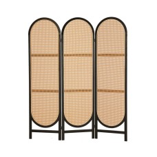 Artiss 3 Panel Room Divider Screen 151x180cm - Paulownia Wood & Rattan, Foldable Privacy Screen for Home & Office
