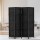 Artiss 4-Panel Room Divider, 163x170cm, Woven Black, Poplar Wood & Rolled Paper, Foldable, Water & Fade Resistant