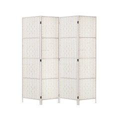 Artiss 4 Panel Room Divider Screen 163x170cm - White Woven Rattan Look, Poplar Wood, Foldable, Eco-Friendly Design Artiss 4 Panel Room Divider Screen 163x170cm - White Woven Rattan Look, Poplar Wood, Foldable, Eco-Friendly Design
