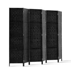 Artiss 6 Panel Room Divider Screen 245x170cm, Black - Eco-Friendly, Hand-Woven, New Zealand Pine, Foldable & Durable