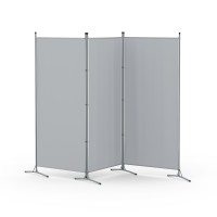 Artiss 3 Panel Room Divider, 260x180cm, Grey Fabric - Foldable, Lightweight, Adjustable with Metal Tube Frame