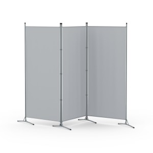 Artiss 3 Panel Room Divider, 260x180cm, Grey Fabric - Foldable, Lightweight, Adjustable with Metal Tube Frame