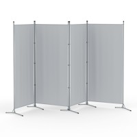 Artiss 4 Panel Room Divider Screen 345x180cm Grey – Foldable, Lightweight, Metal Frame, Adjustable, Home/Office Use