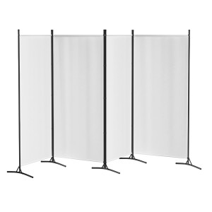 Artiss 4 Panel Room Divider Screen 345x180cm White Fabric, Foldable, Lightweight, Metal Frame, for Home or Office